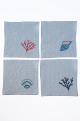 Coral Emb Cocktail Napkins