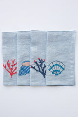 Coral Emb Cocktail Napkins