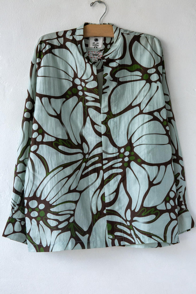 Long Flower Silk Top