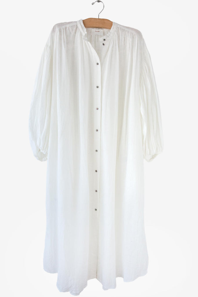 Linen Gather LS Dress