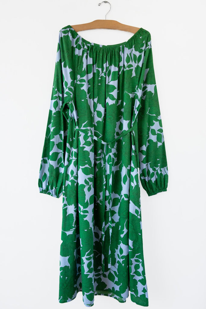 Big Flower Boatneck Dress