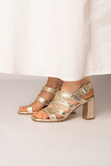Strappy Metallic Heel