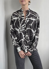 Long Flower Silk Top